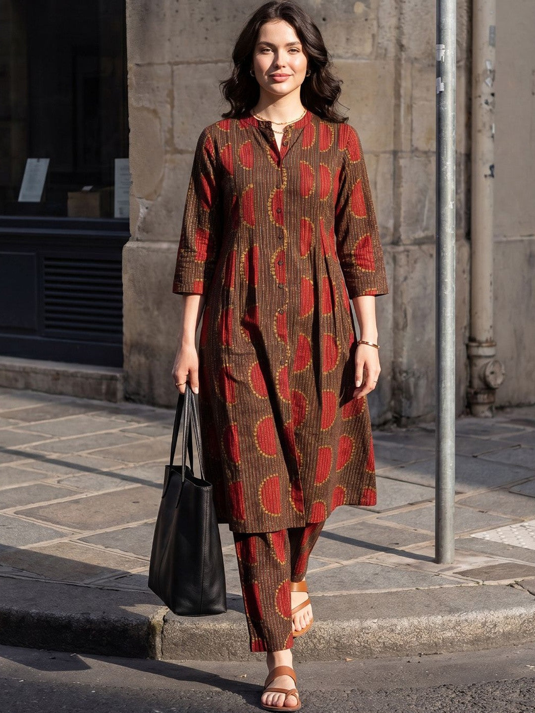Women Ethnic Motifs Printed Regular Pure Cotton Kurta with Trousers
