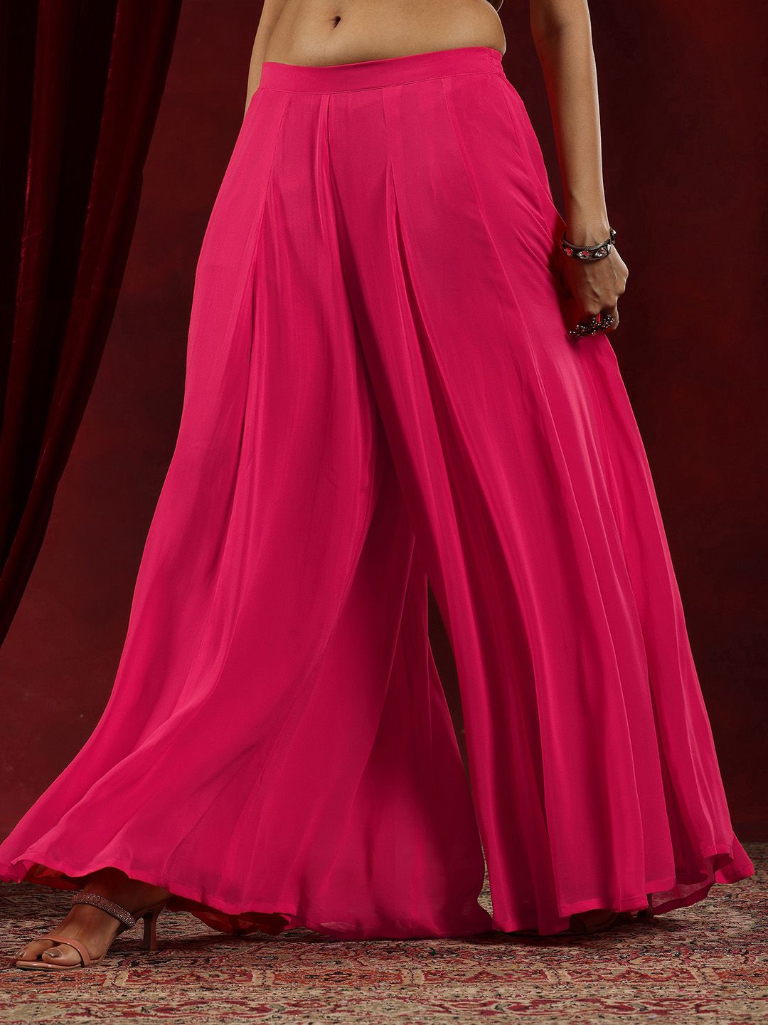 Dhiyona LL Floral Embroidered Regular Mirror Work Straight Kurta With Palazzos & Dupatta