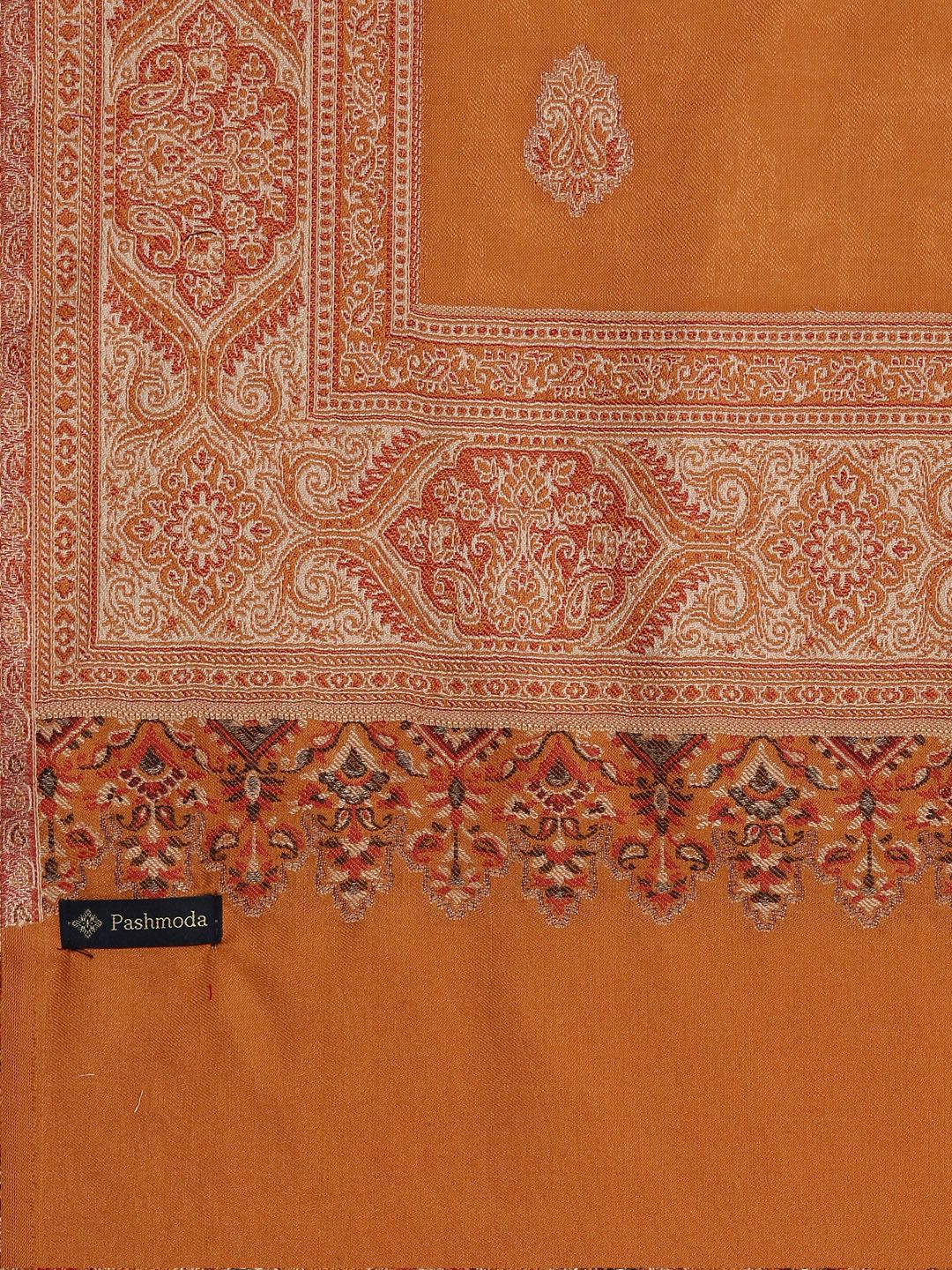 Dhiyona PA Women Mustard Yellow Woven Design Jamawar Shawl
