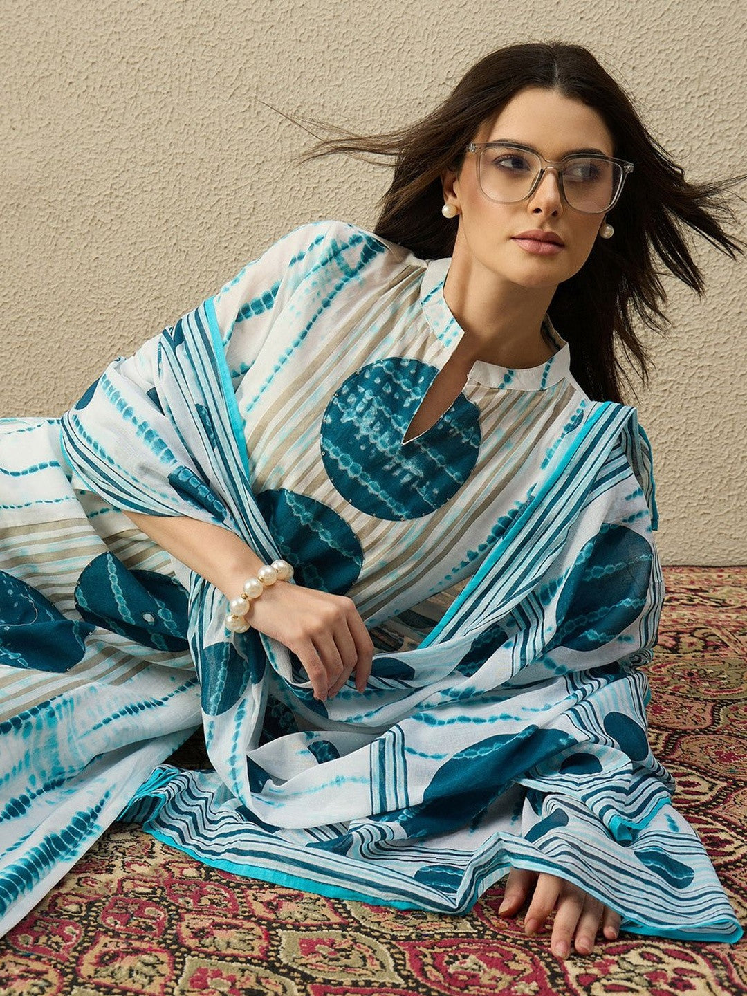 Women Printed Regular Pure Cotton Kurta with Trousers & With Dupatta
