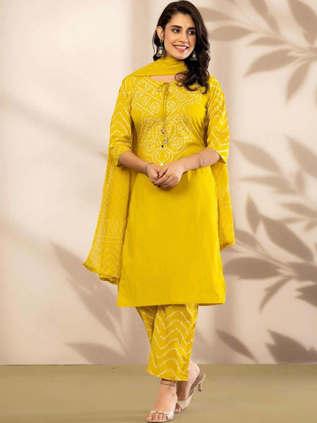 Women Ethnic Motifs Printed Regular Pure Cotton Kurta with Trousers & With Dupatta