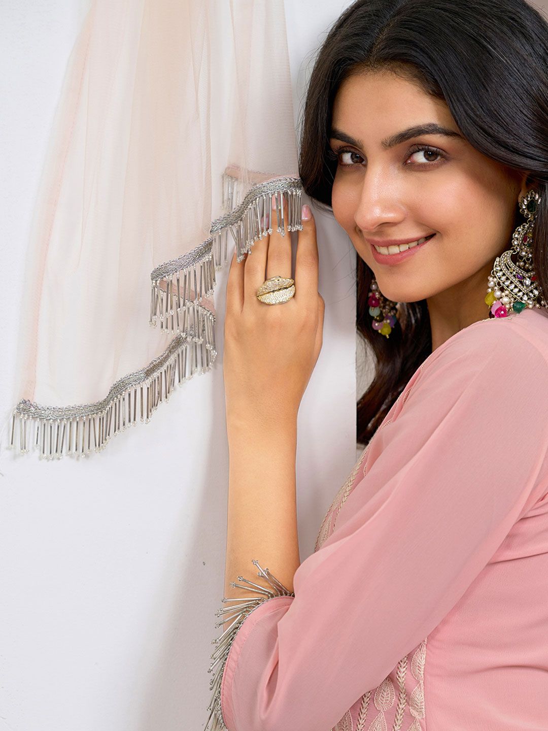 Dhiyona CH Women Floral Embroidered Kurta with Sharara & Dupatta