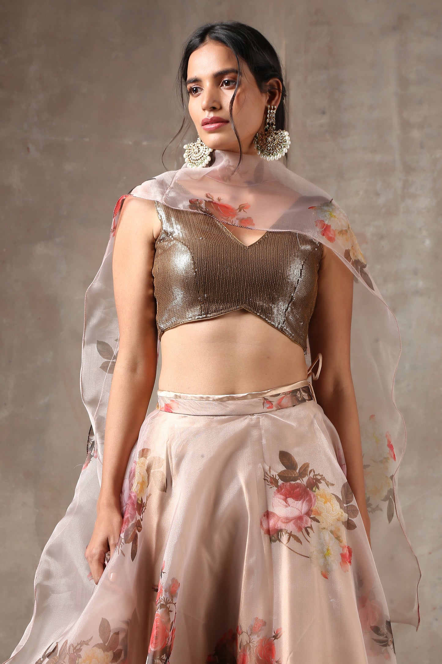 Dhiyona ST Blouse - Bronze Sequin Sleeveless