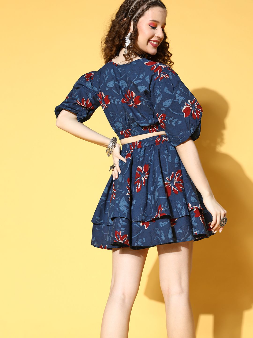 Dhiyona AY Women's Classic Navy Blue Floral All in the Details Dress