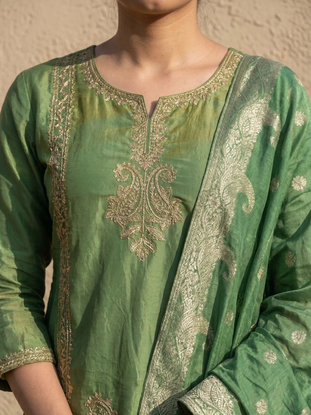 Women Ethnic Motifs Embroidered Regular Kurta with Sharara & With Dupatta