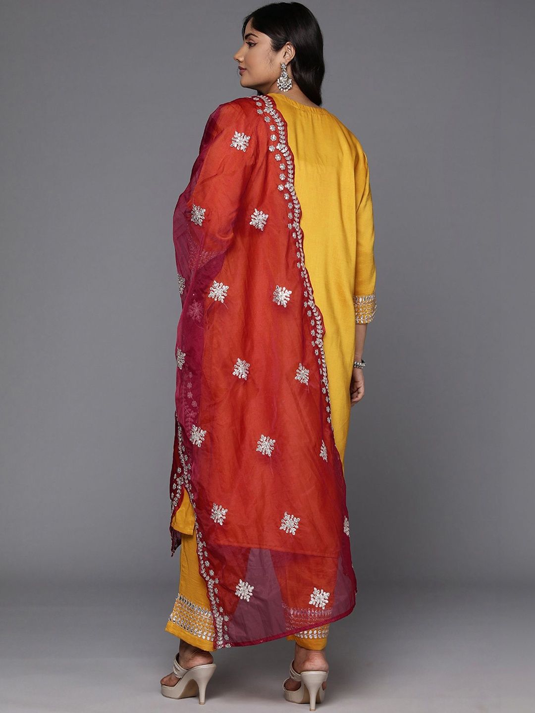 Dhiyona Women's Ethnic Motifs Embroidered Regular Kurta with Trousers & With Dupatta