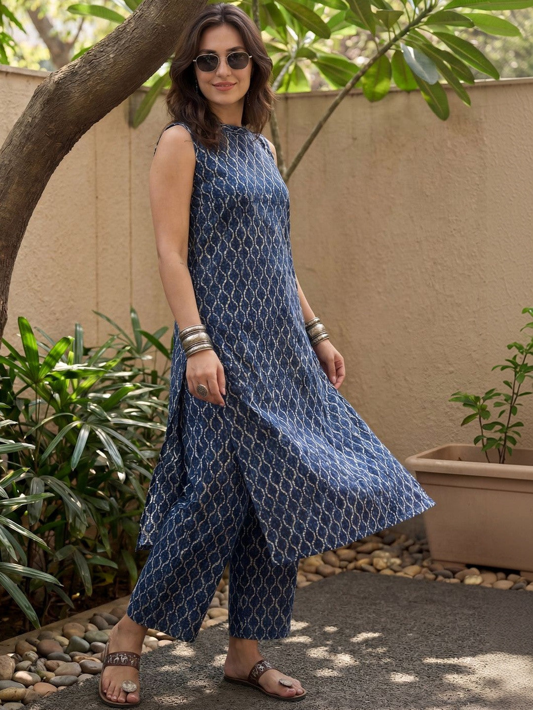 Women Printed Regular Pure Cotton Kurta with Palazzos