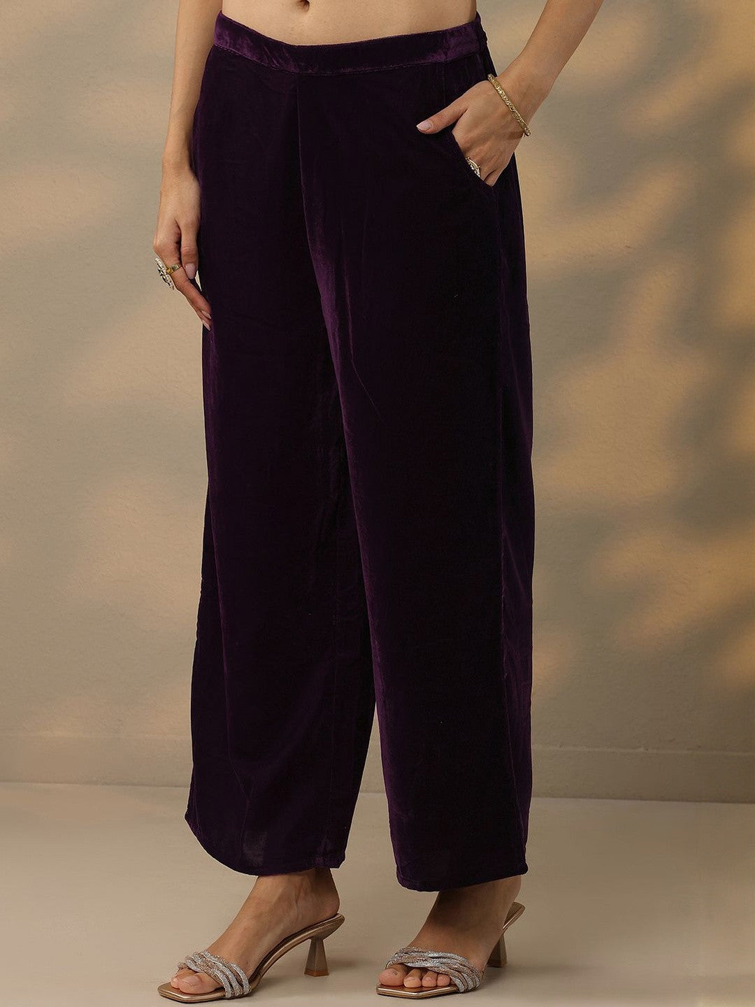 Women Solid Kurta with Palazzo & Dupatta