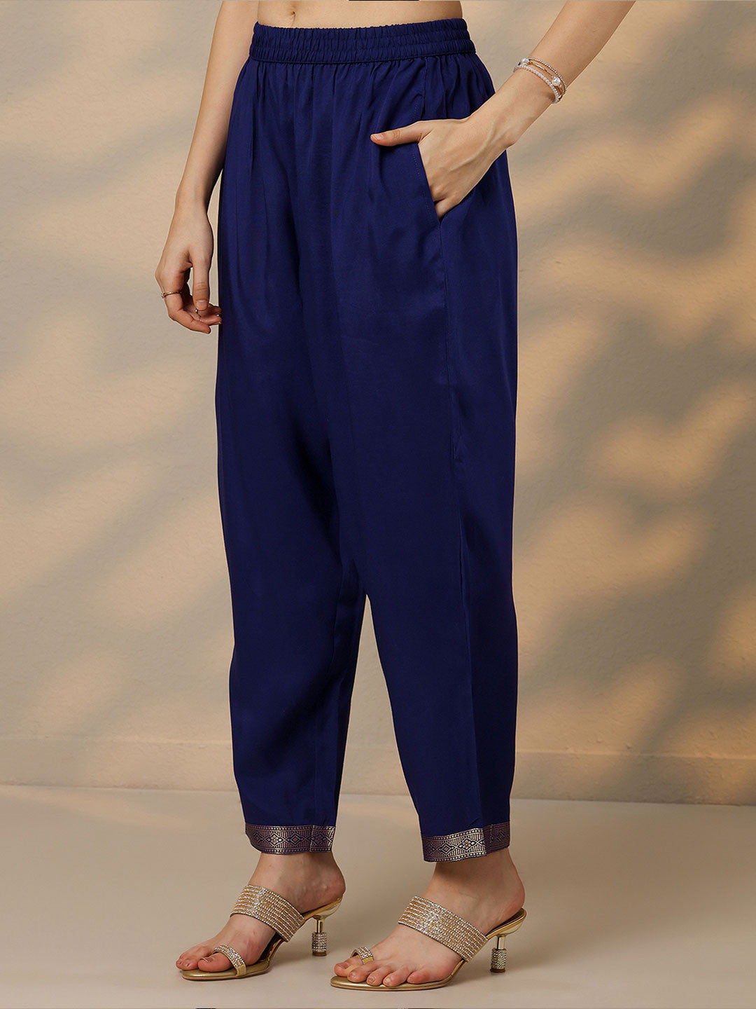 Women Ethnic Motifs Regular Thread Work Kurta with Trousers & With Dupatta