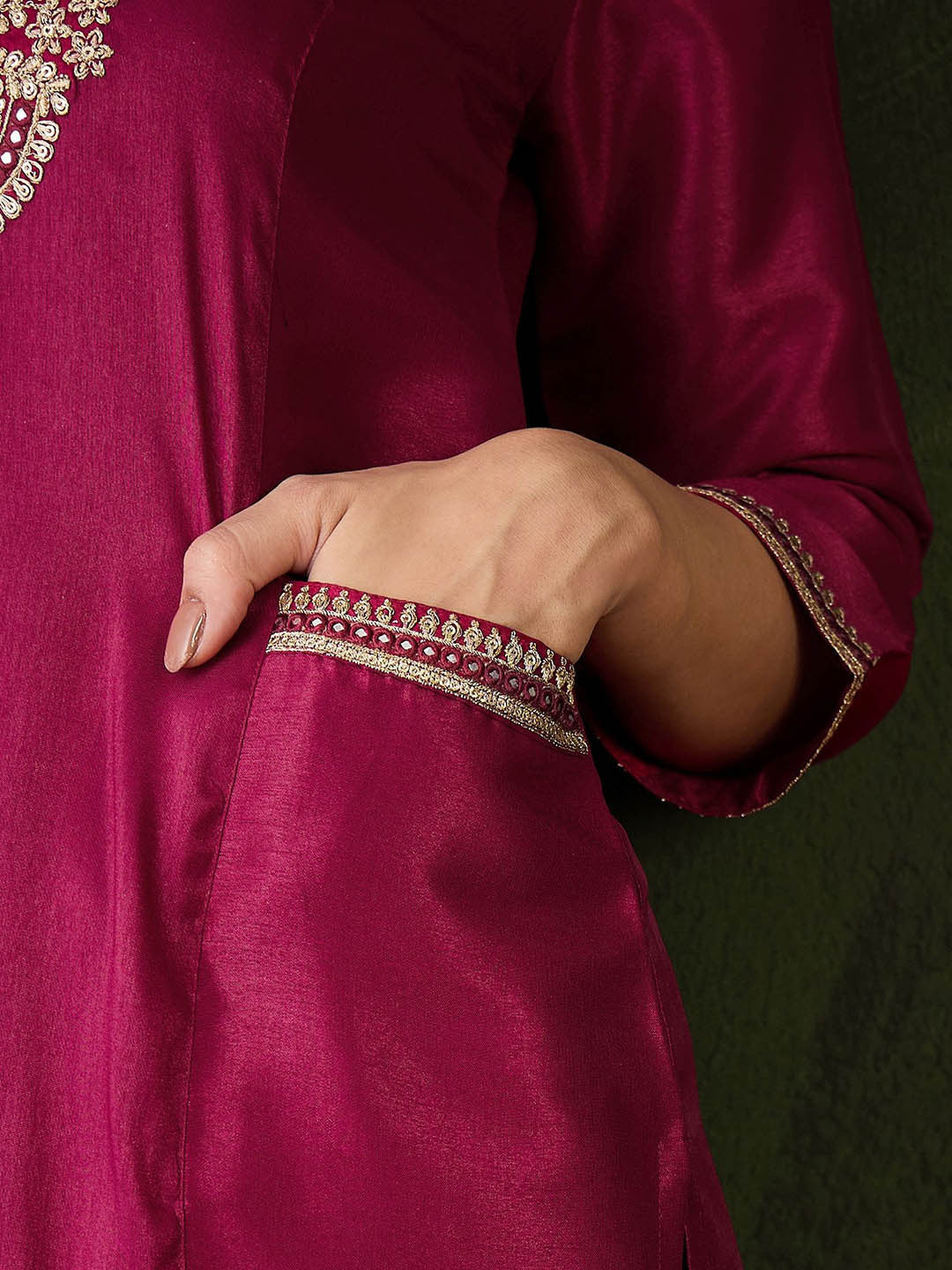 Women Embroidered Straight Kurta & Salwar