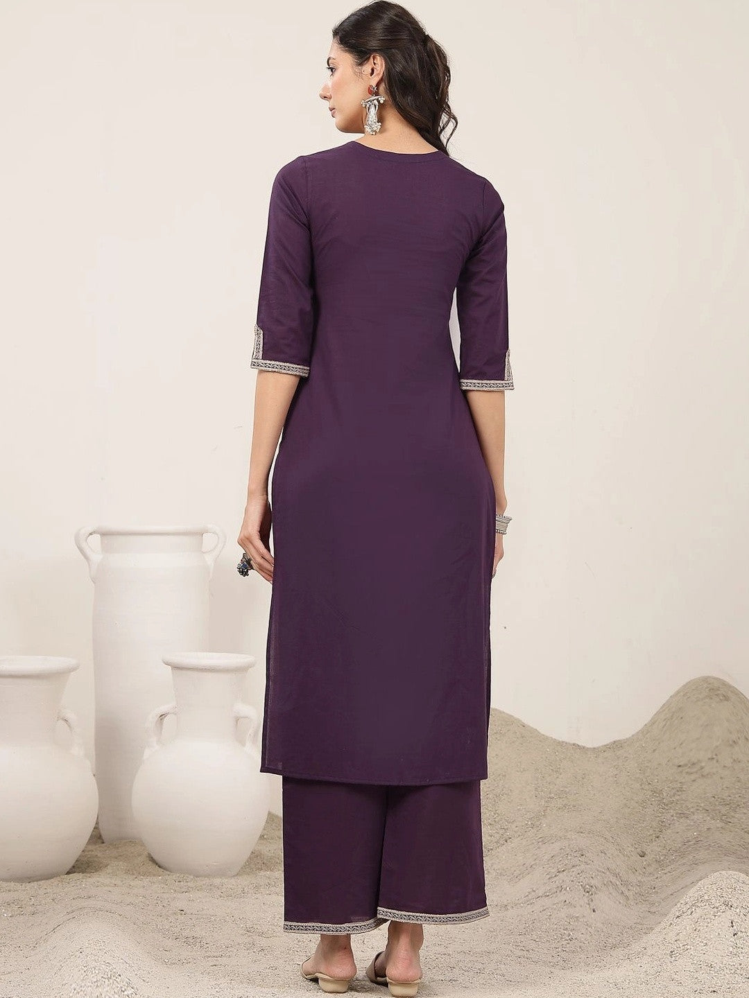 Women Regular Thread Work Kurta with Palazzos