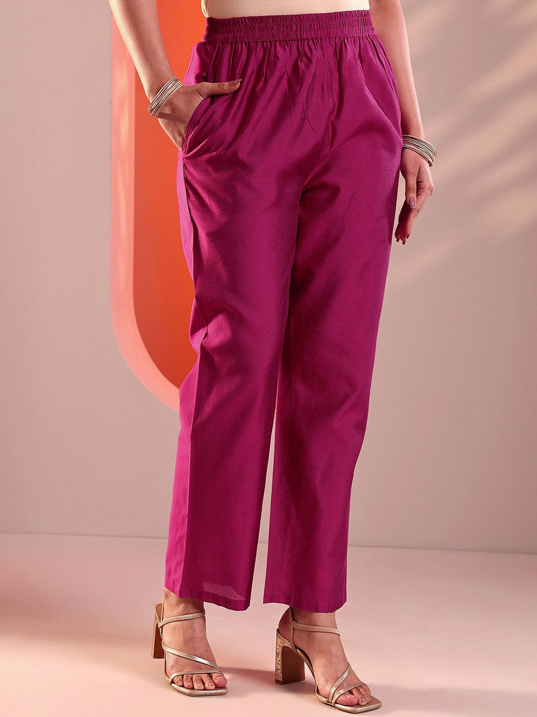 Floral Yoke Design Thread Work Straight Kurta With Trousers And Dupatta