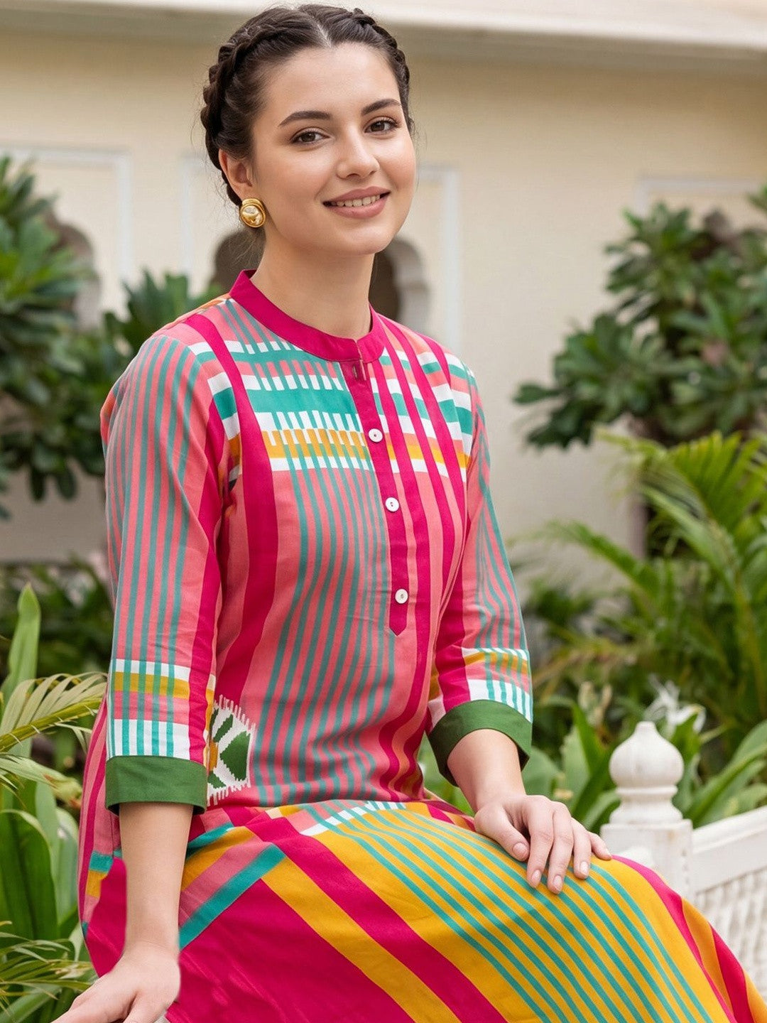 Women Printed Regular Pure Cotton Kurta with Trousers