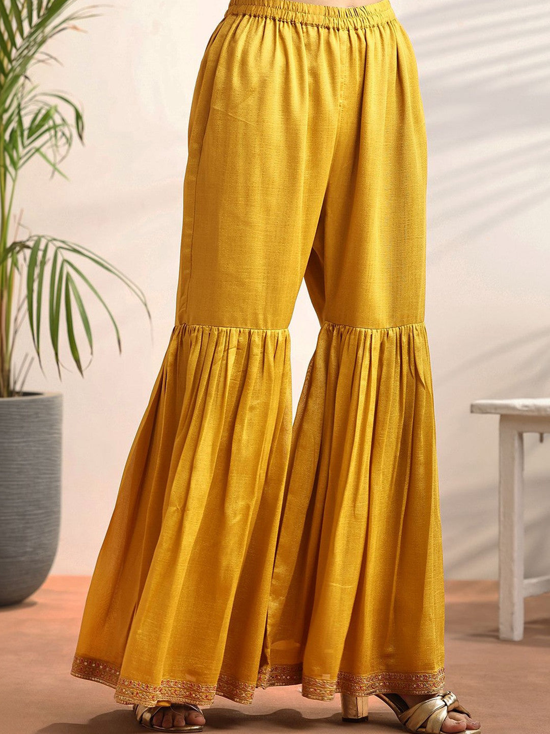 Women Ethnic Motifs Embroidered Regular Thread Work Kurta with Sharara & With Dupatta