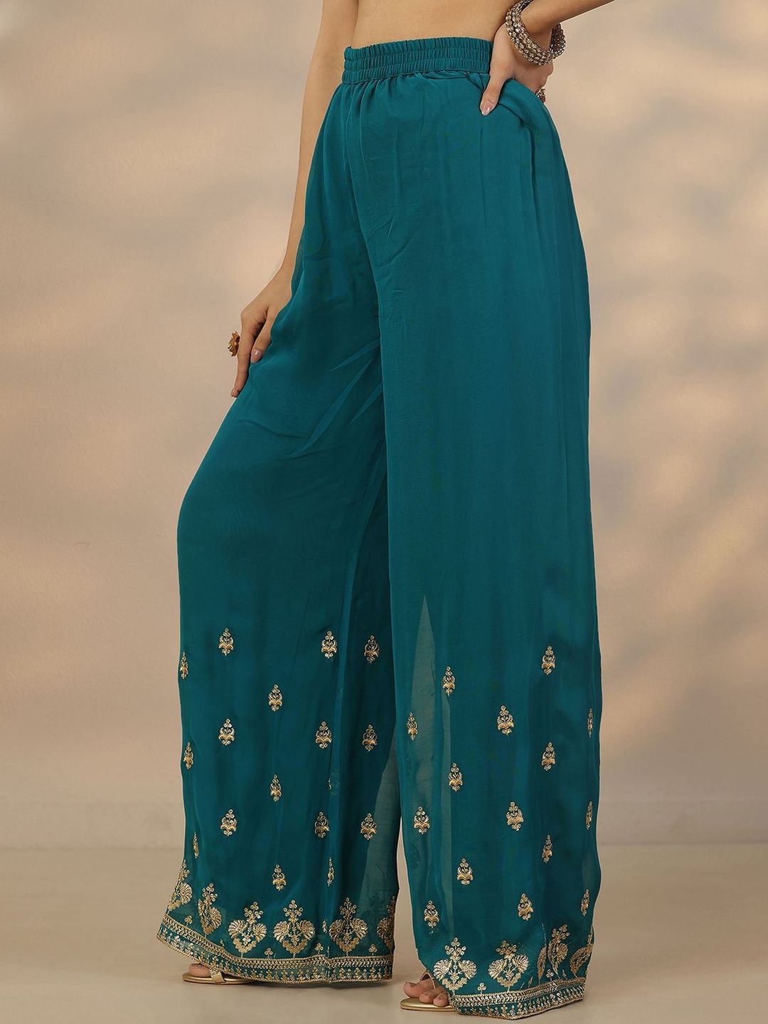 Dhiyona LL Women Ethnic Motifs Embroidered Regular Kurta with Palazzos & With Dupatta