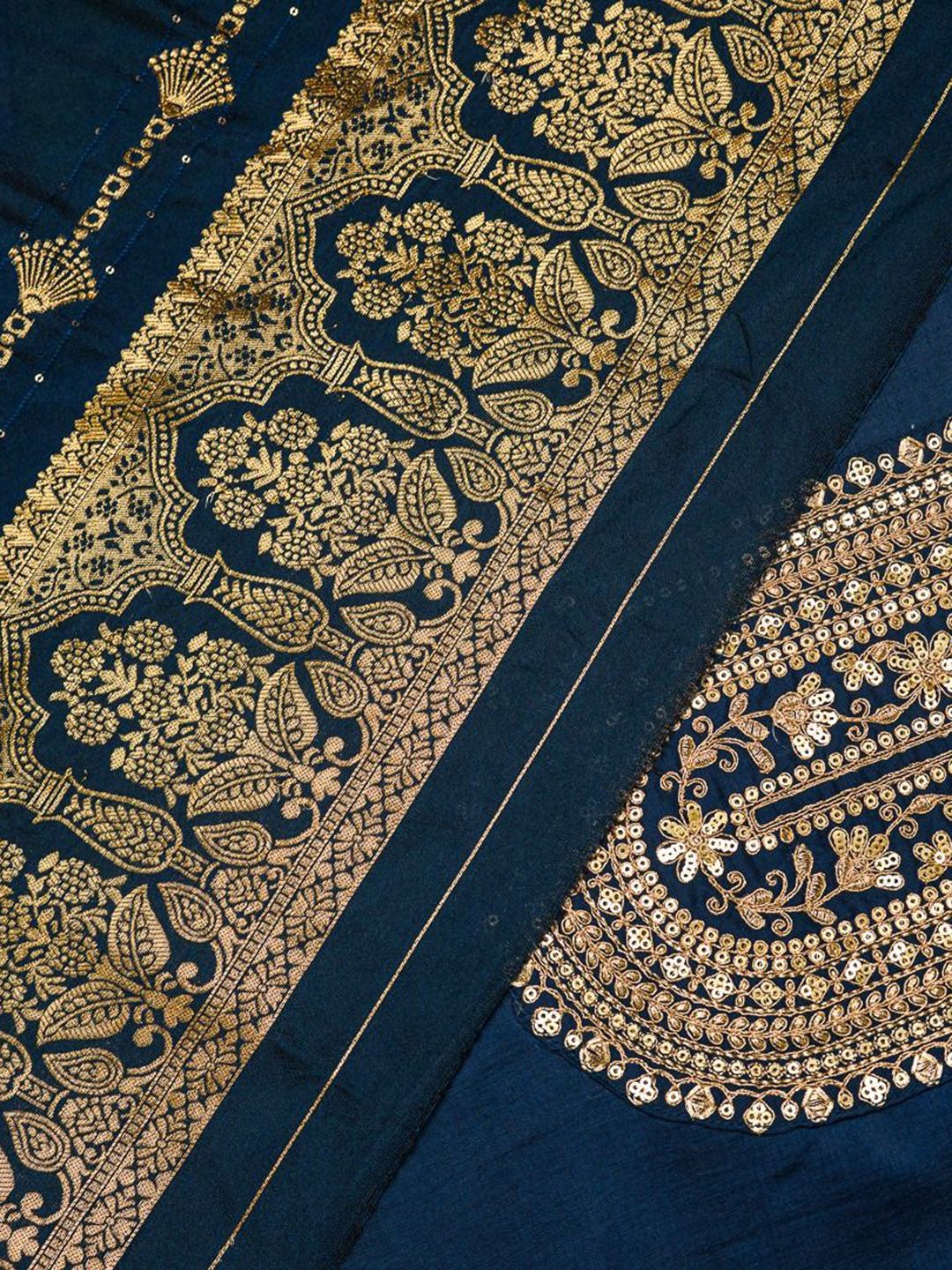 Dhiyona OD Floral Yoke Design Silk Straight Kurta & Trousers With Dupatta