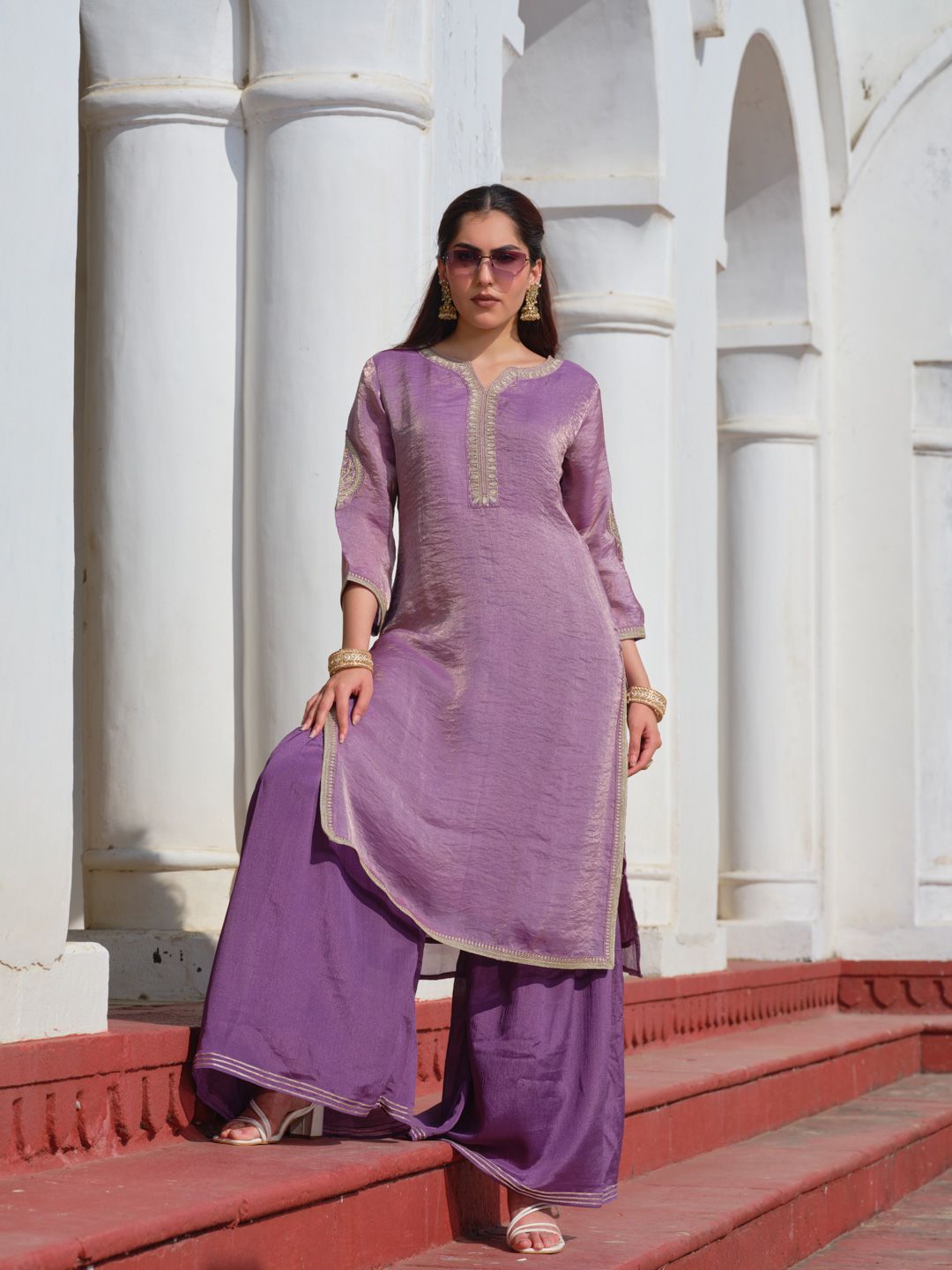 Dhiyona HOP Fendi Kurta with Sharara Pants & Organza Dupatta