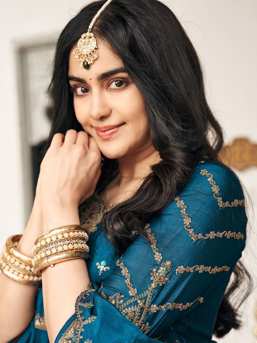 Dhiyona CH Floral Embroidered Pleated Sequinned A-Line Kurta With Trousers & Dupatta