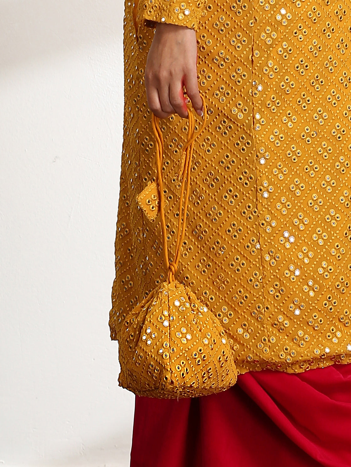 Dhiyona ST Potli - Yellow Mirror Potli