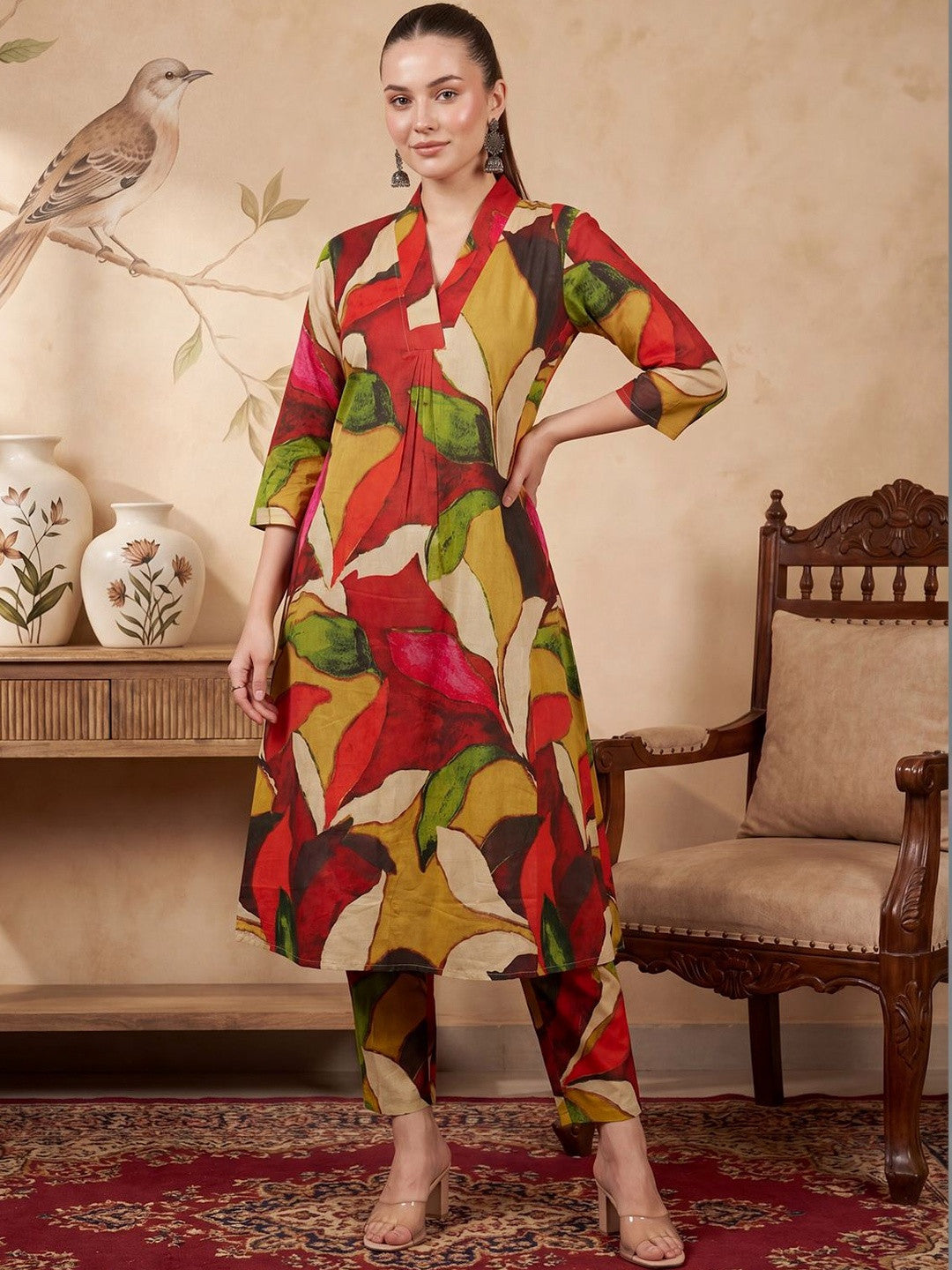 Women Printed Regular Pure Cotton Kurta with Trousers