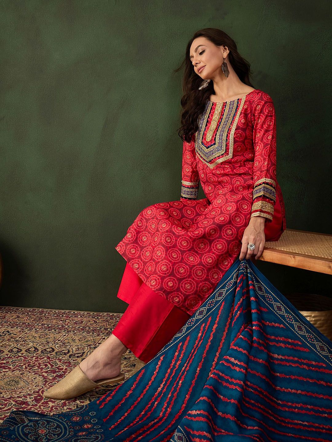 Dhiyona SN Embroidered Kurta & Palazzo With Dupatta