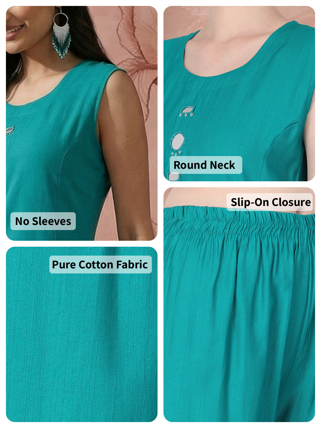 Regular Mirror Work Pure Cotton Kurta with Palazzos