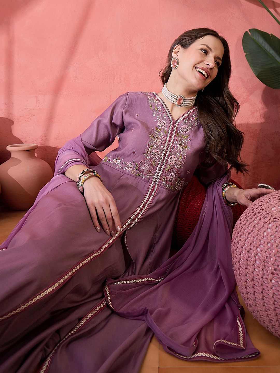 Dhiyona SN Yoke Design Anarkali Kurta Set With Dupatta