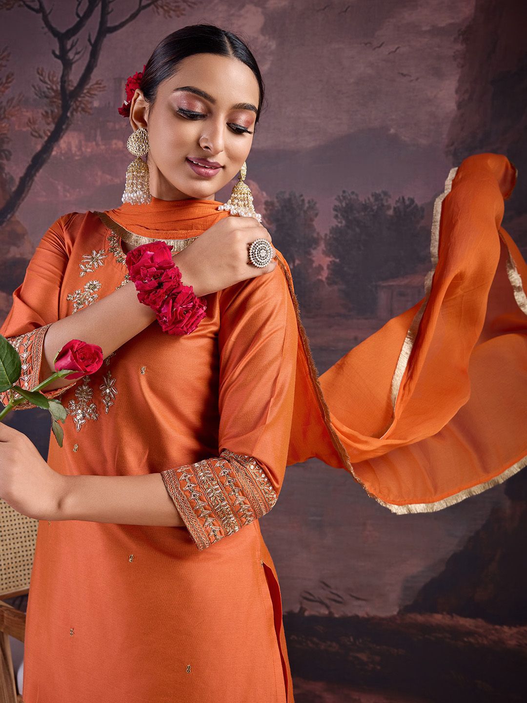 Dhiyona HOP Sequin Embroidered Kurta with Sharara and Dupatta Set