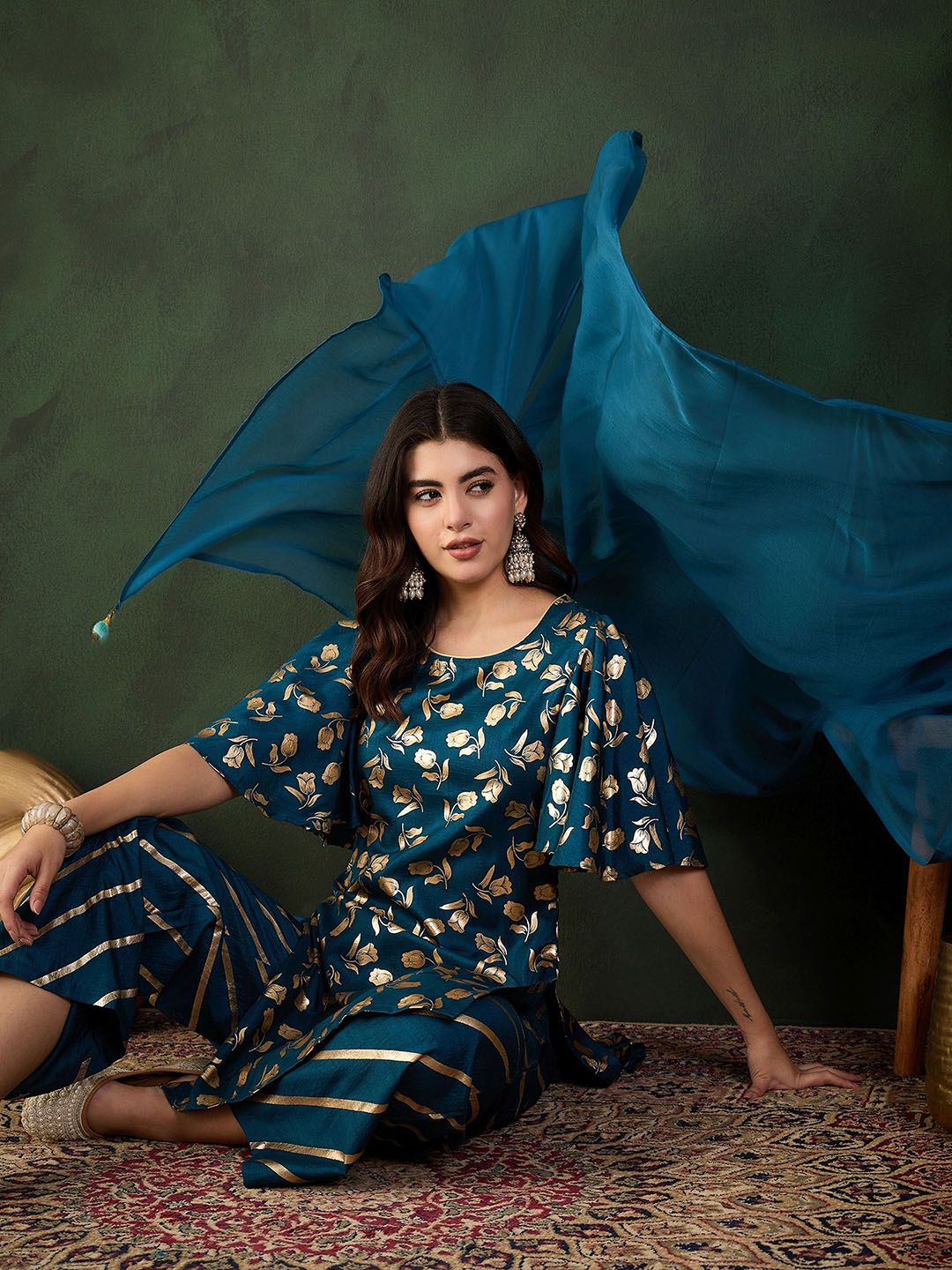 Dhiyona SN Embroidered Kurta & Palazzo With Dupatta