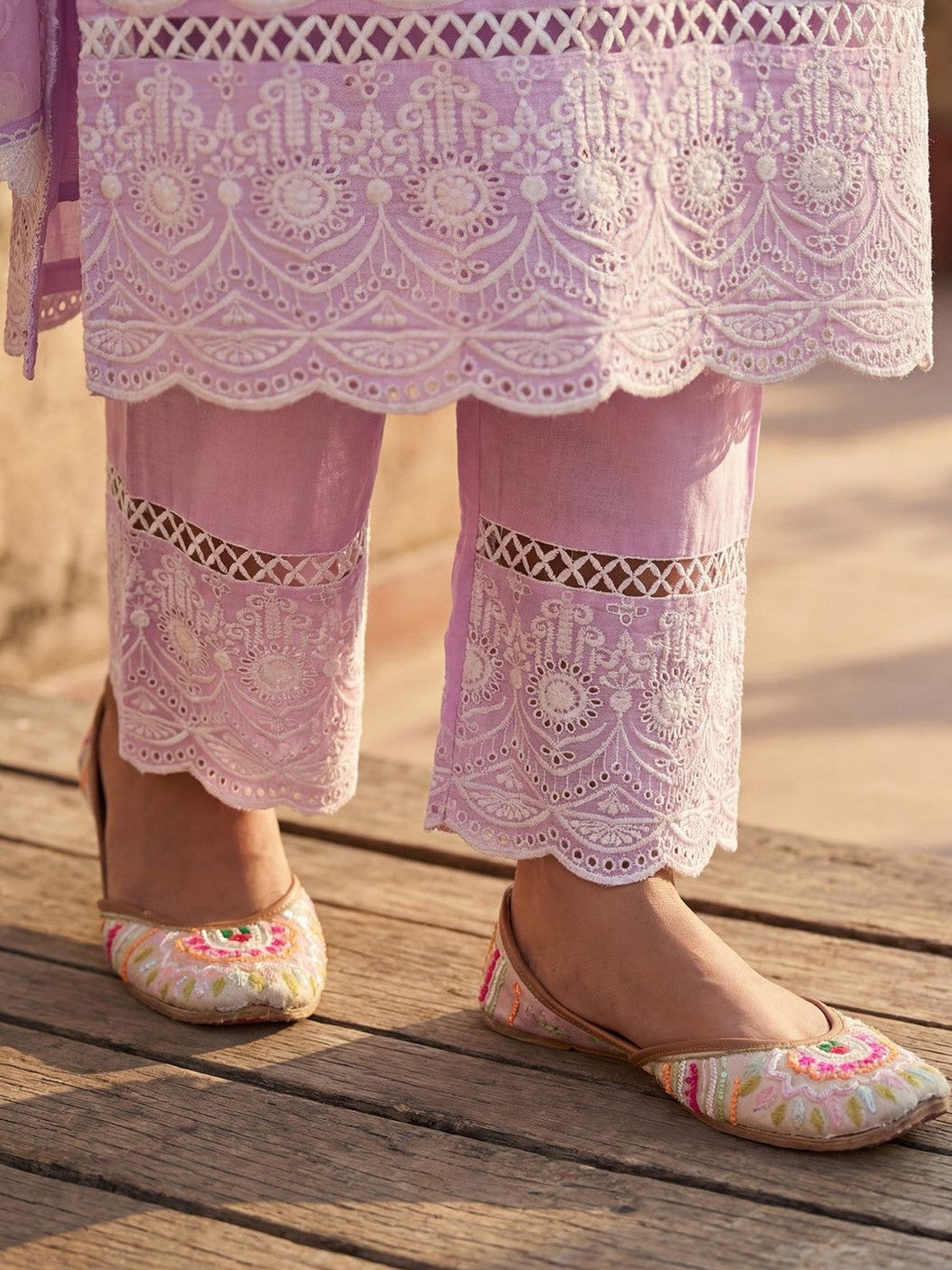 Women Ethnic Motifs Embroidered Regular Thread Work Pure Cotton Kurta with Trousers & With Dupatta