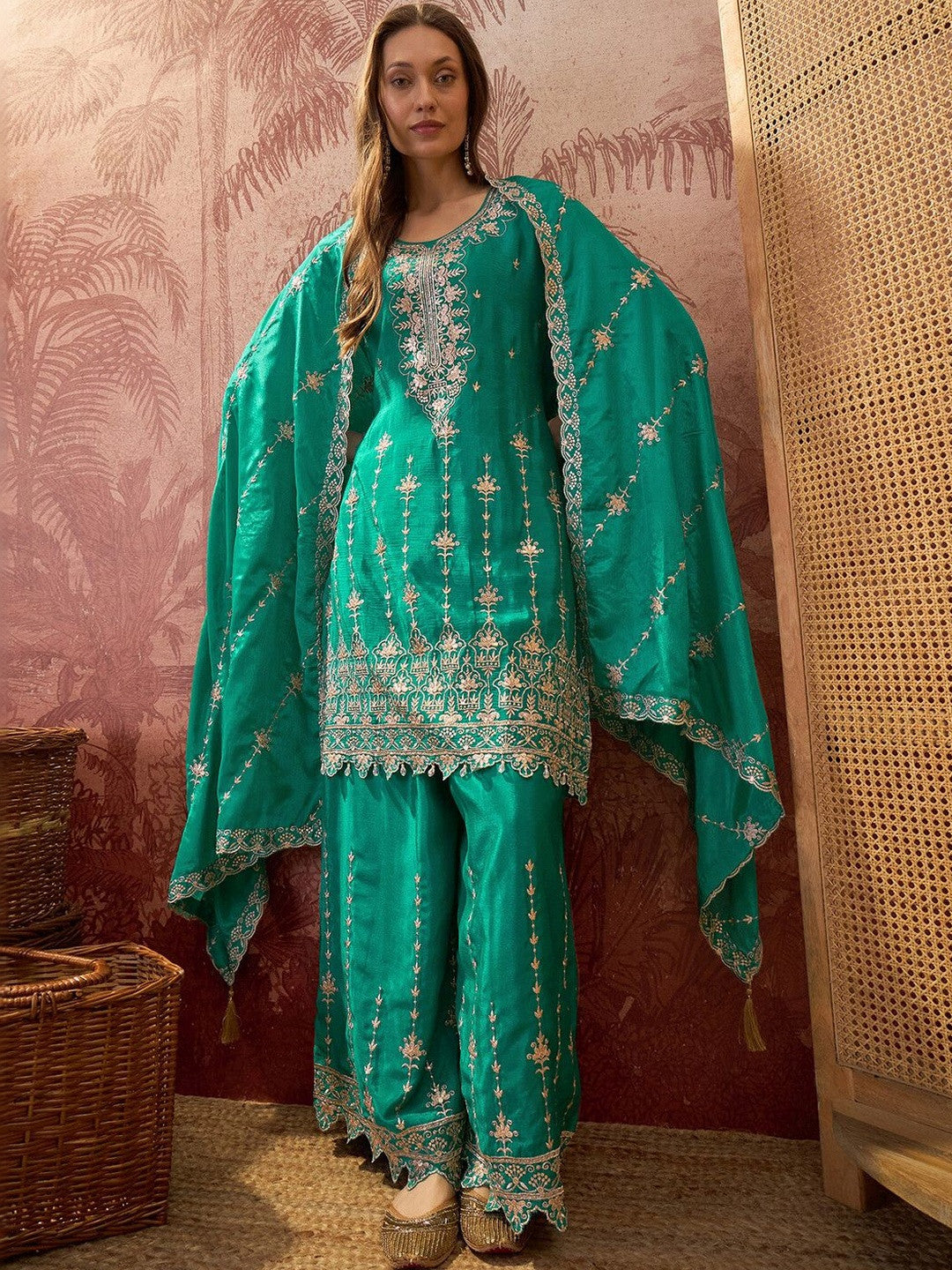 Embroidered Round Neck Kurta Sets