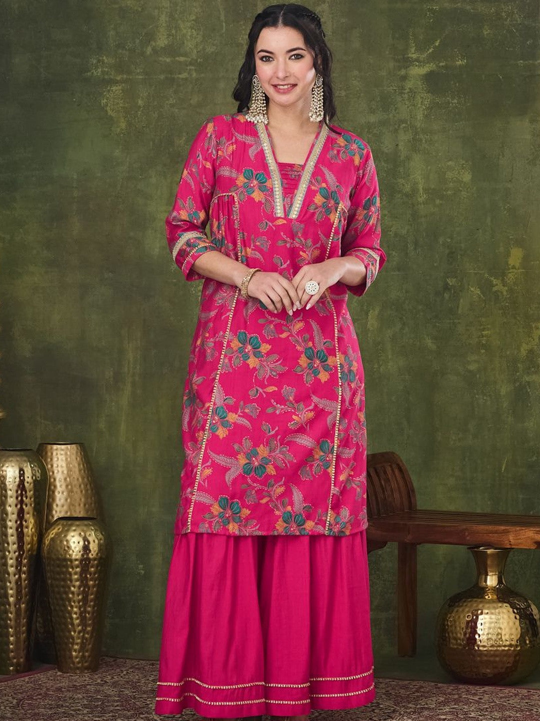 Printed Round Neck Kurta Sets