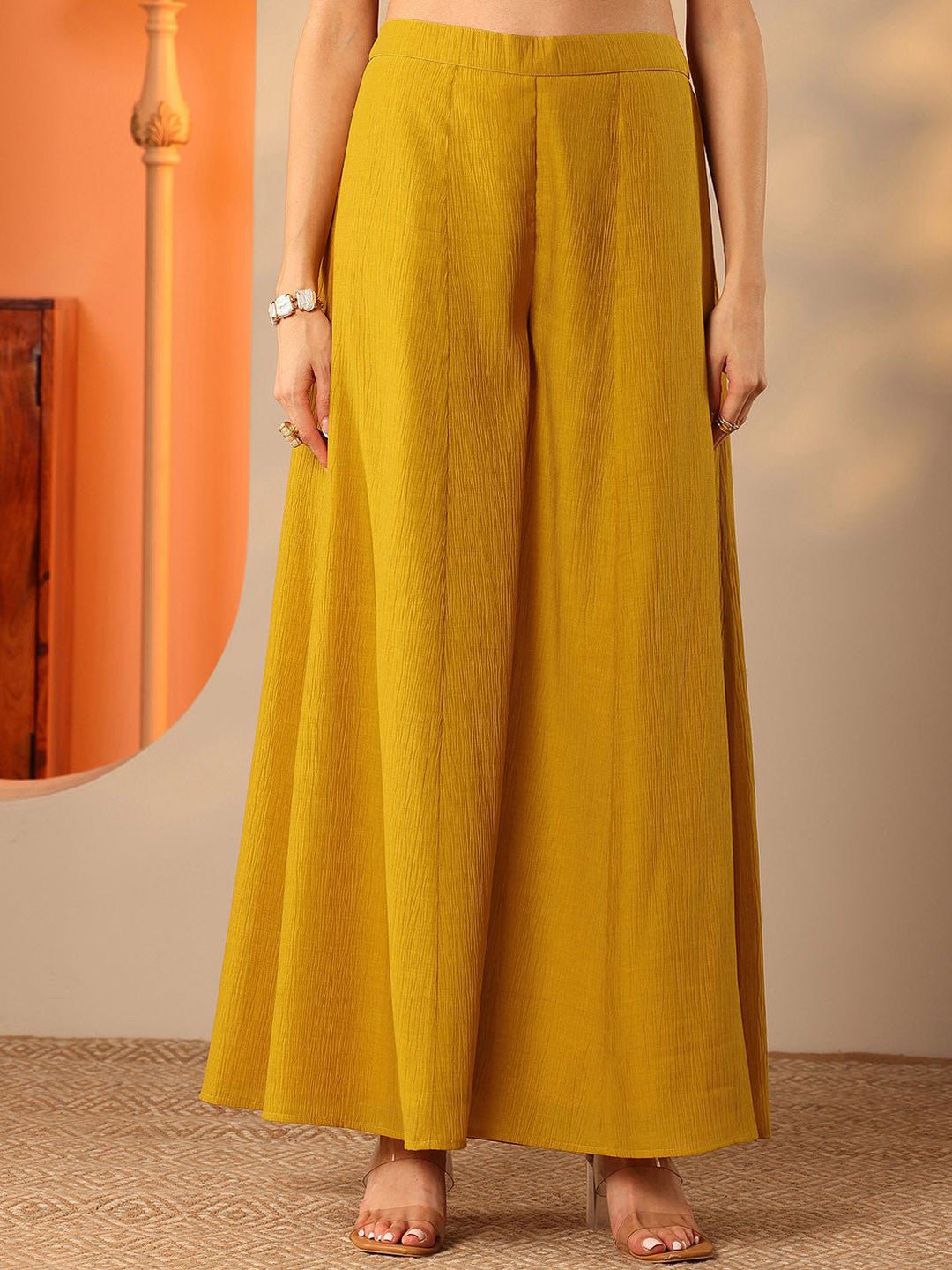 Women Solid A-Line Kurta with Palazzo