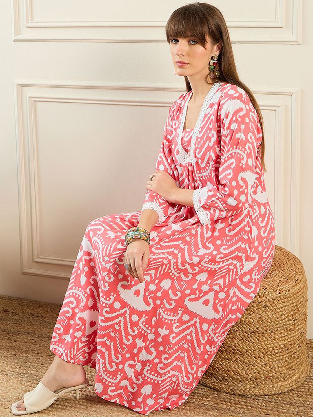 Dhiyona IE Abstract Printed Pleated A-Line Kurta