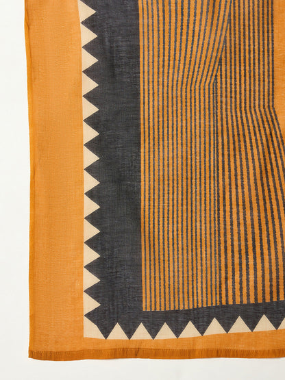 Striped Pure Cotton Round Neck Kurta & Trousers With Dupatta