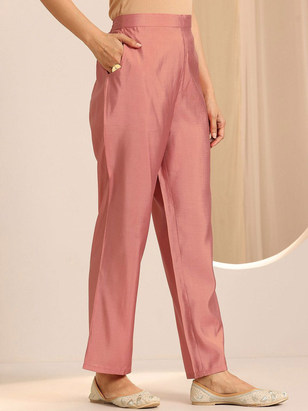 Floral Yoke Design Sequnnied Straight Kurta With Trousers & Dupatta