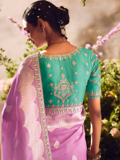 Dhiyona KM Women The Royal Orchid: A Banarasi Masterpiece In Lavender & Teal