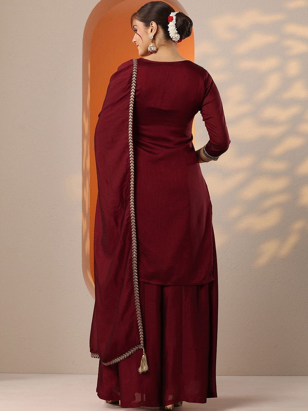 Dhiyona LL Women Ethnic Motifs Embroidered Regular Kurta with Palazzos & With Dupatta