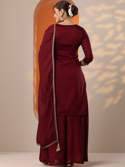 Dhiyona LL Women Ethnic Motifs Embroidered Regular Kurta with Palazzos & With Dupatta