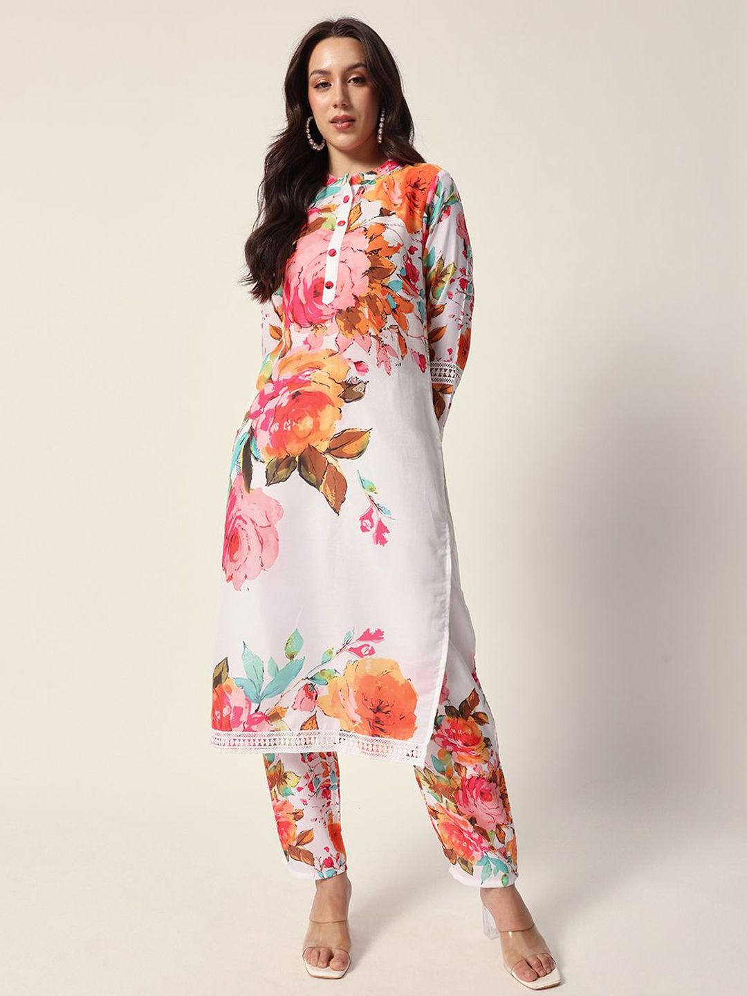 Dhiyona IS Women's Women Floral Printed Kurta with Trousers