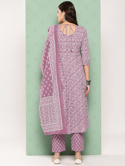 Dhiyona KL Women Ethnic Motifs Printed Empire Gotta Patti Kurta with Trousers & With Dupatta