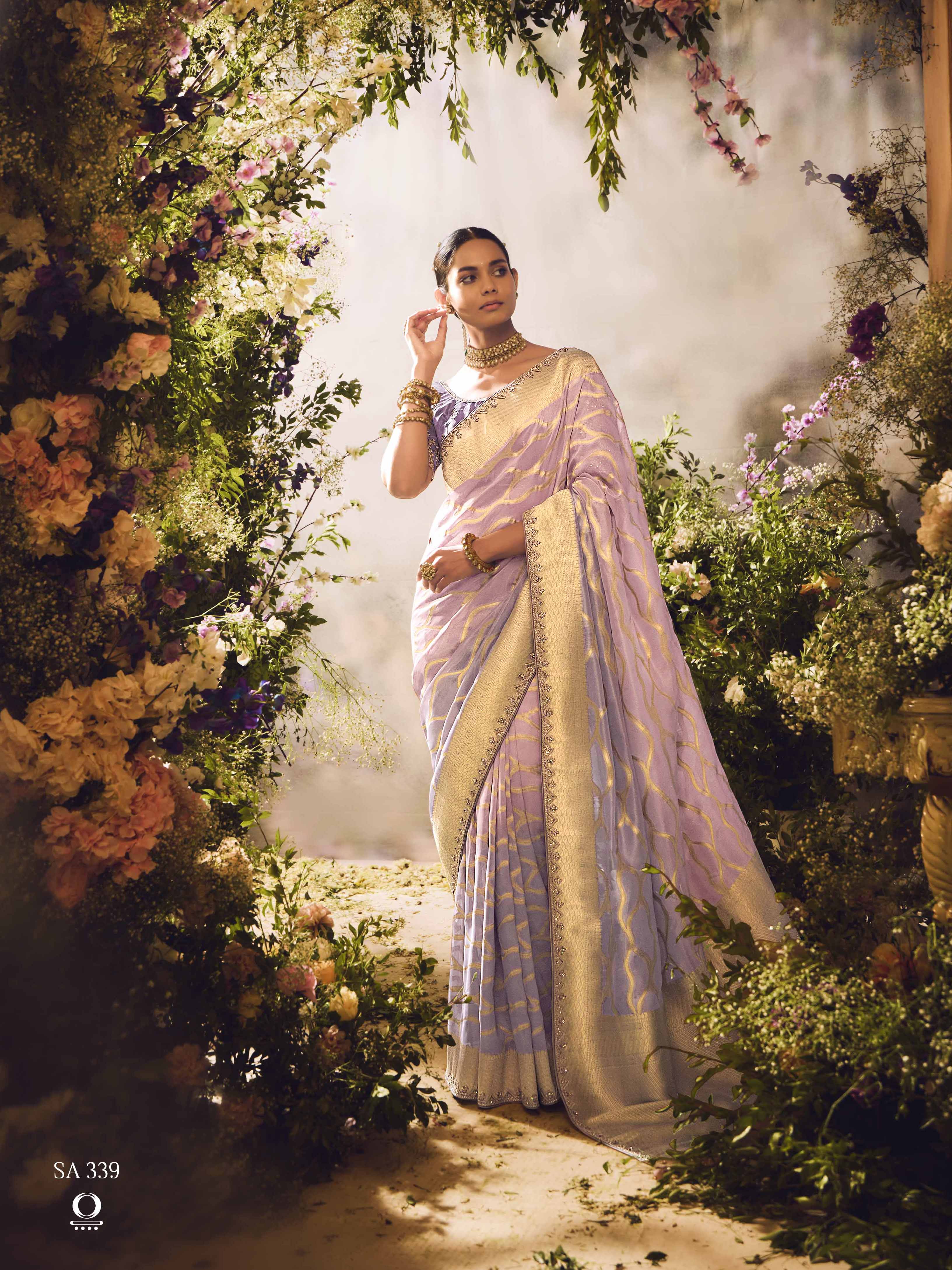 Dhiyona KM Women The Golden Lavender Serenade: A Dream Woven In Silk