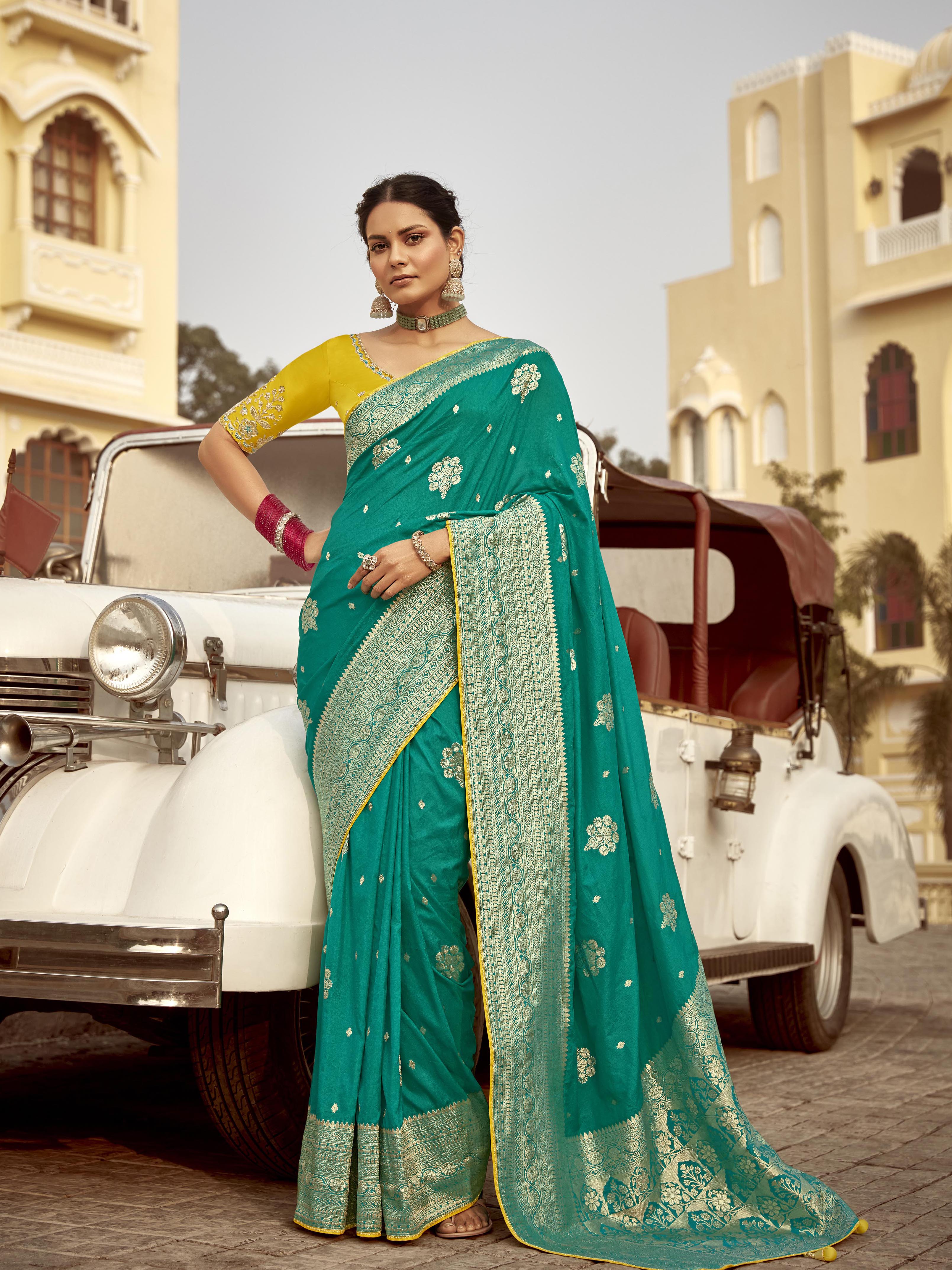 Dhiyona KM Women Graceful Green Silk Saree “ A Heritage Statement