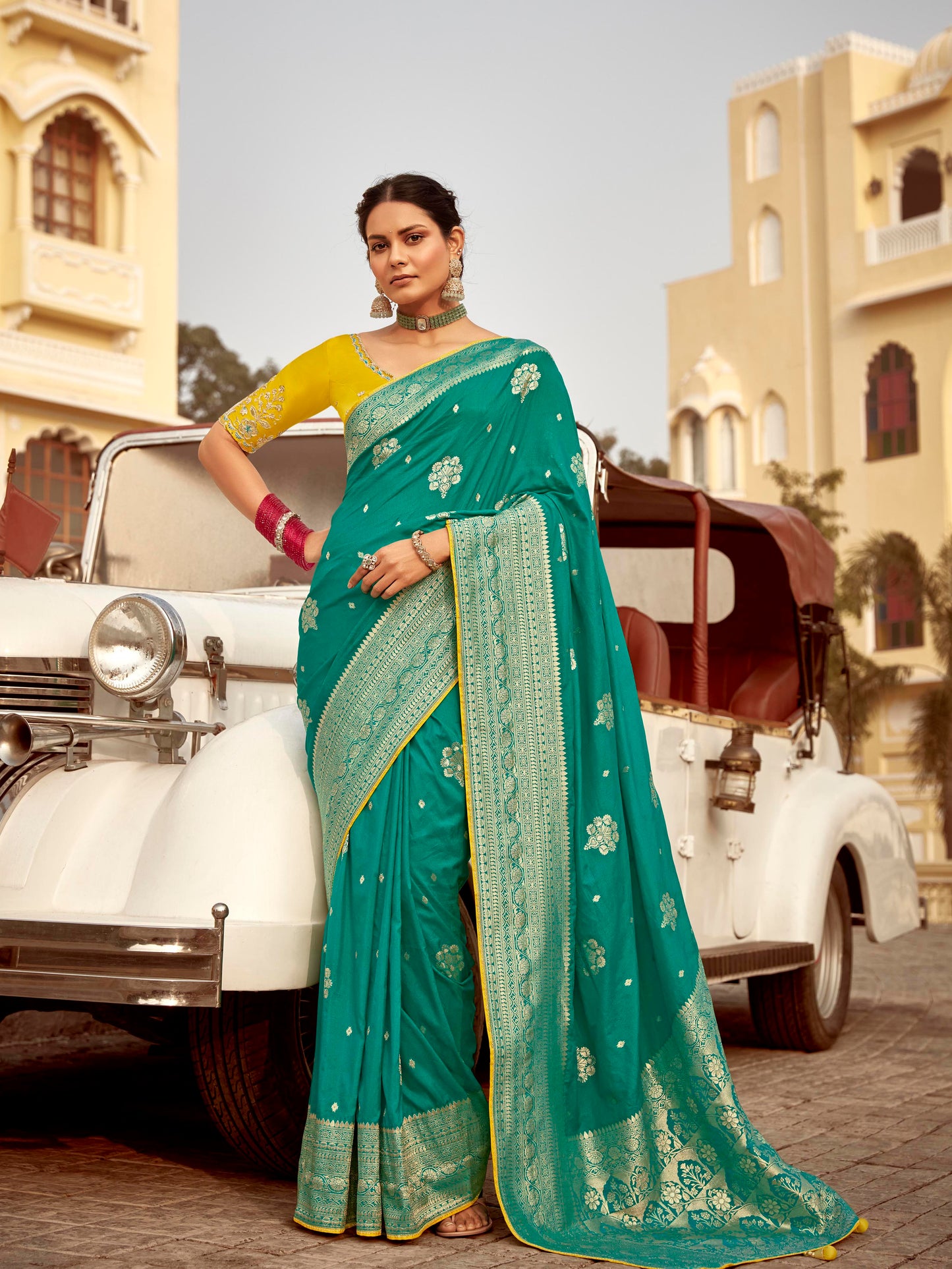 Dhiyona KM Women Graceful Green Silk Saree “ A Heritage Statement