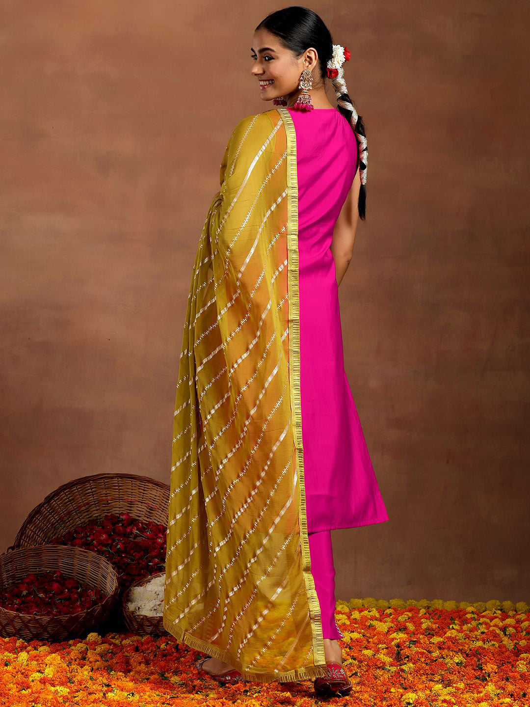 Women Floral Embroidered Regular Kurta with Trousers & With Dupatta