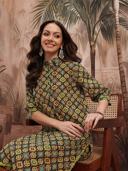 Ethnic Motifs Print Regular Pure Cotton Kurta with Trousers