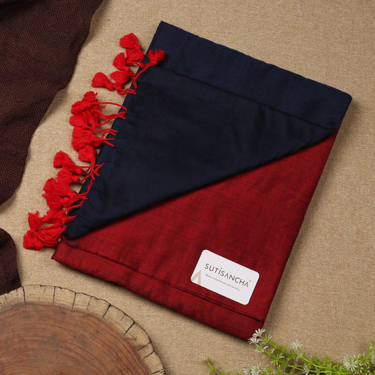 Dhiyona SS Sutisancha Navy Blue & Maroon Handwoven Handloom Cotton Saree