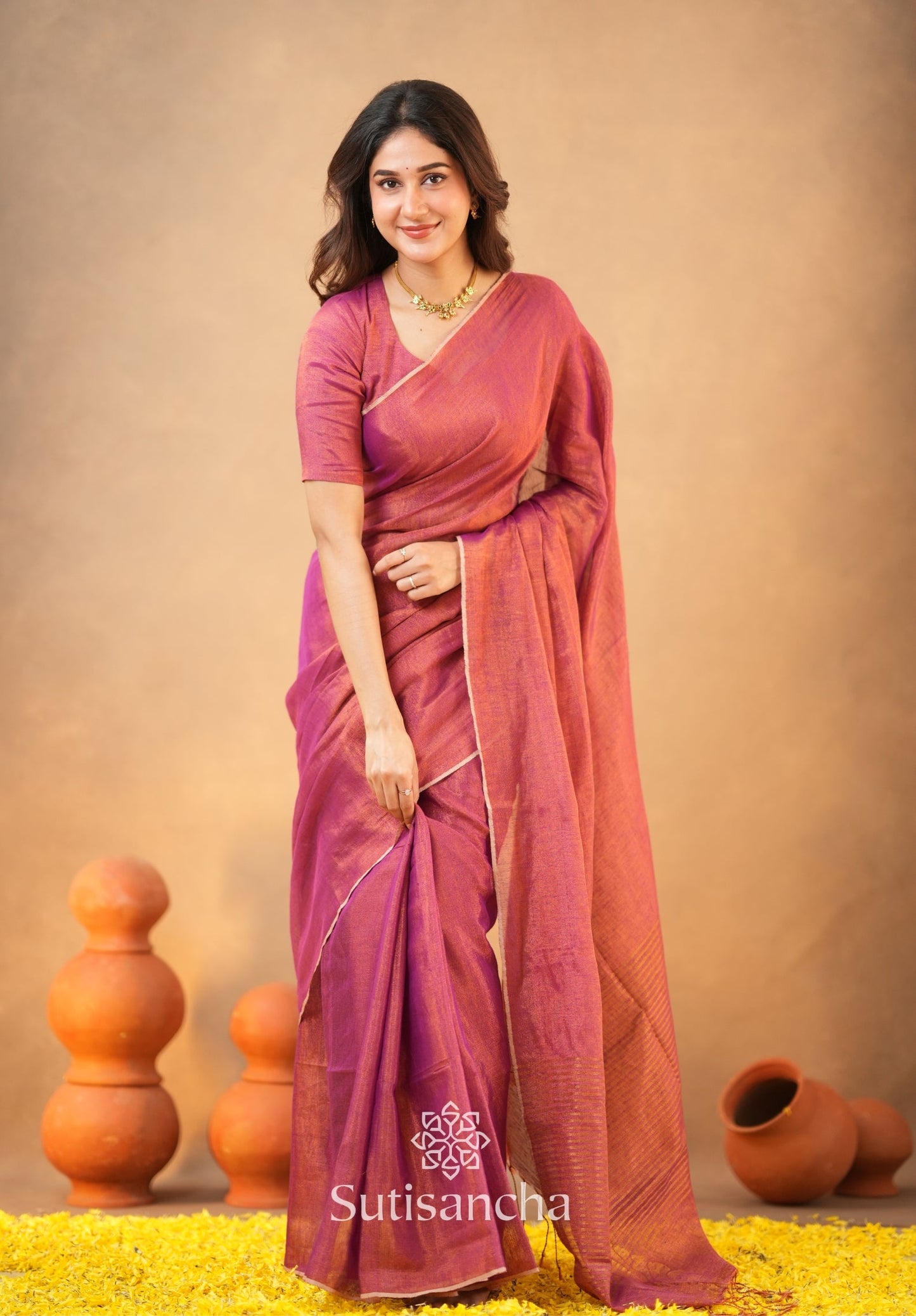 Dhiyona SS Tissue Charm Light and Lustrous Linen Saree