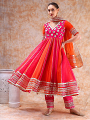 Dil Kash Orange Pink Double Shade Anarkali