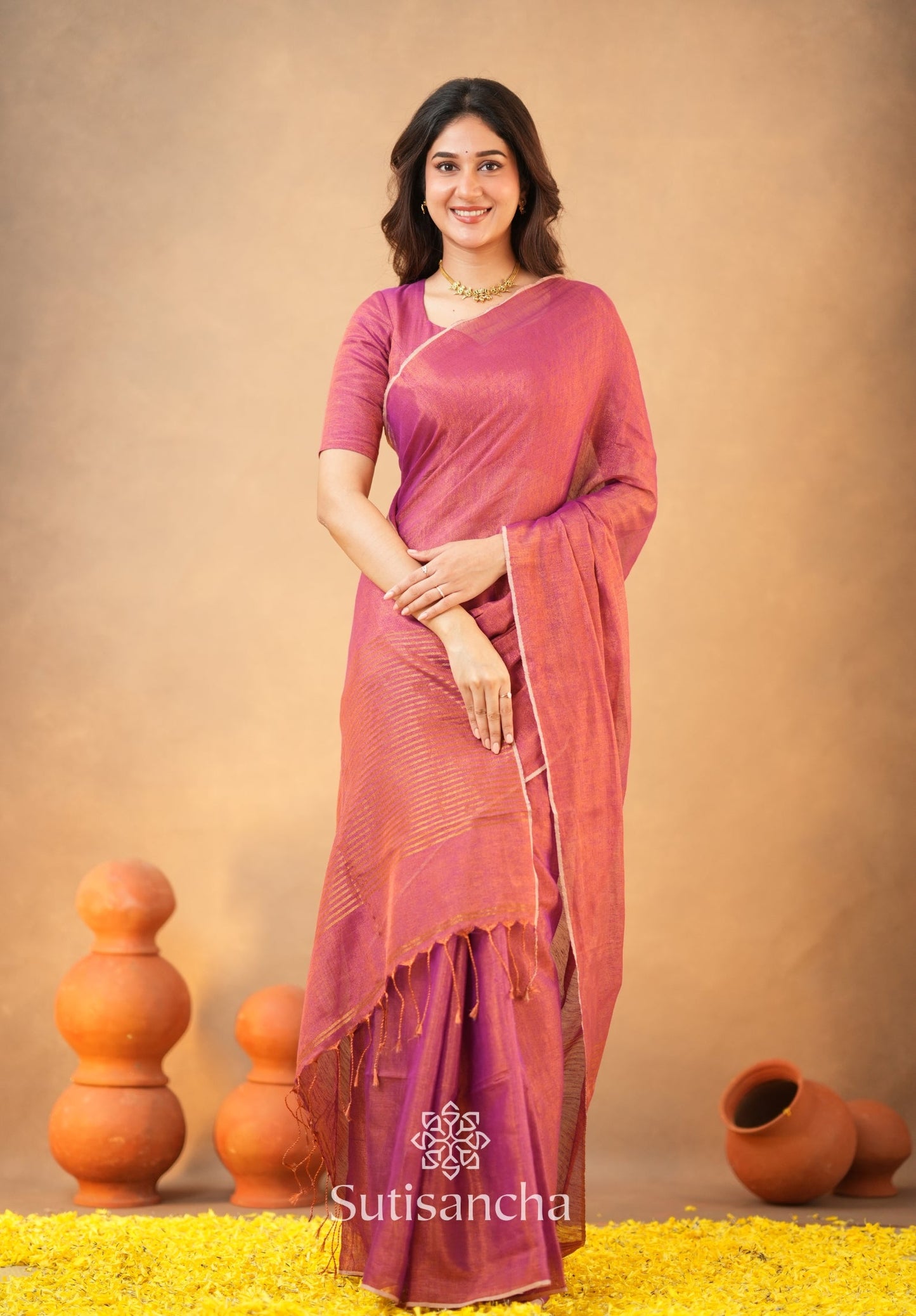 Dhiyona SS Tissue Charm Light and Lustrous Linen Saree